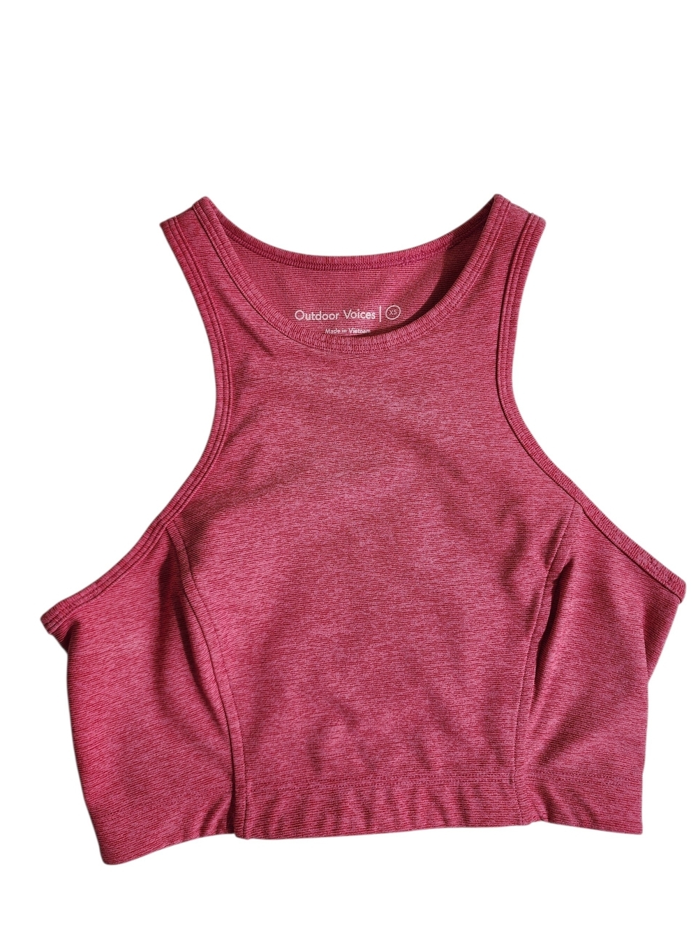 Outdoor Voices Sports Bra XS Pink Heather Longline Racerback Crop Activewear